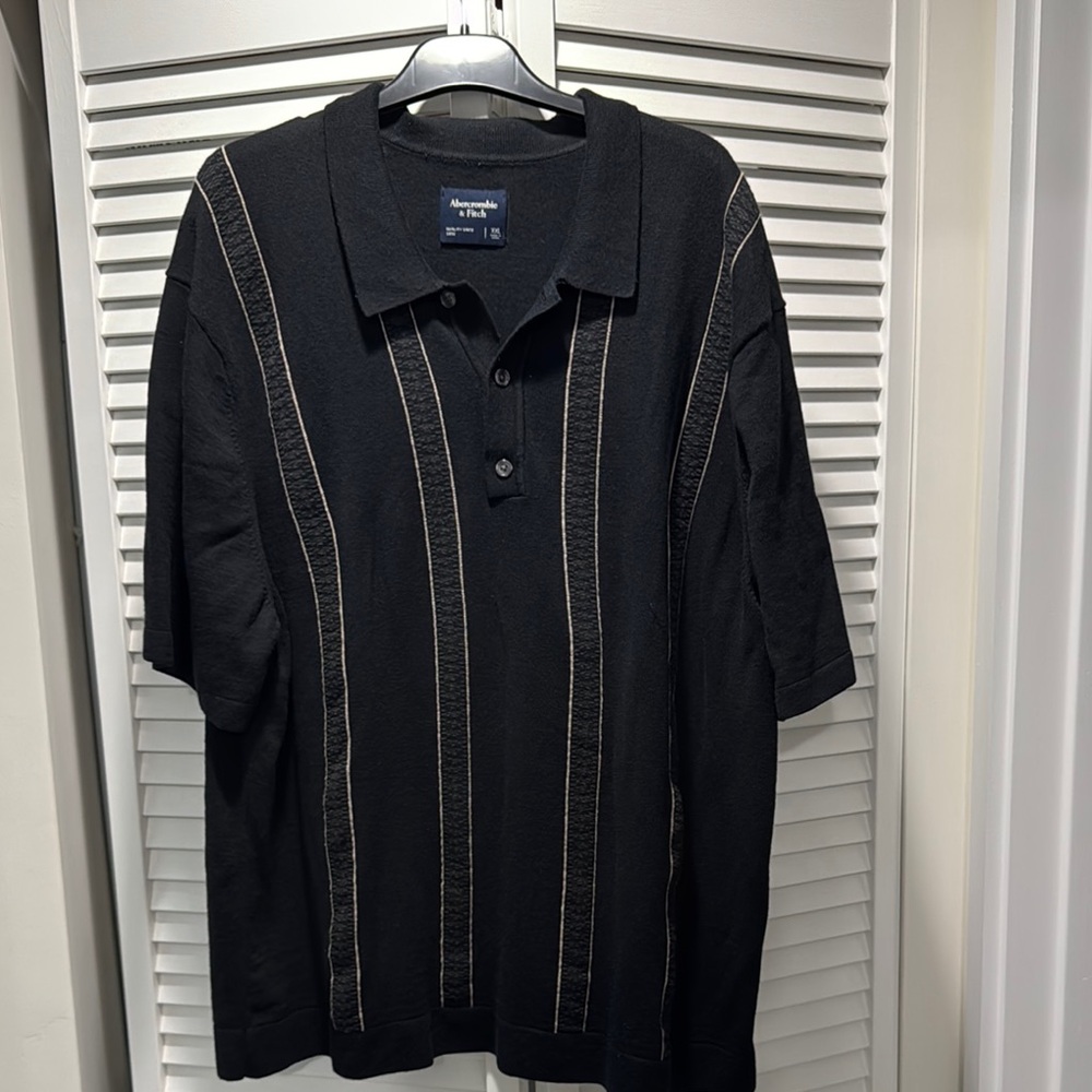 ABERCROMBIE Men's Black Polo Shirt